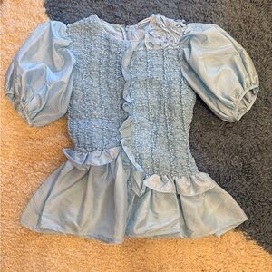 Cecilie Bahnsen Sky Blue Ruffled Blouse